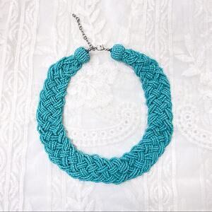 Necklace Beaded Braided Turquoise Dyed Beads